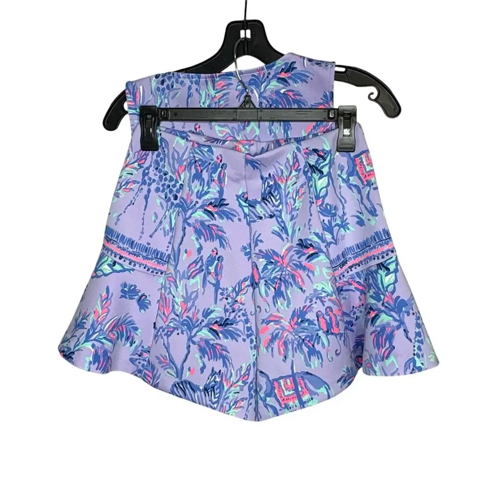 Lilly Pulitzer Neri Crop Top & Shorts 2 Piece Set Lilac Fruity Monkey Small - Picture 3 of 13